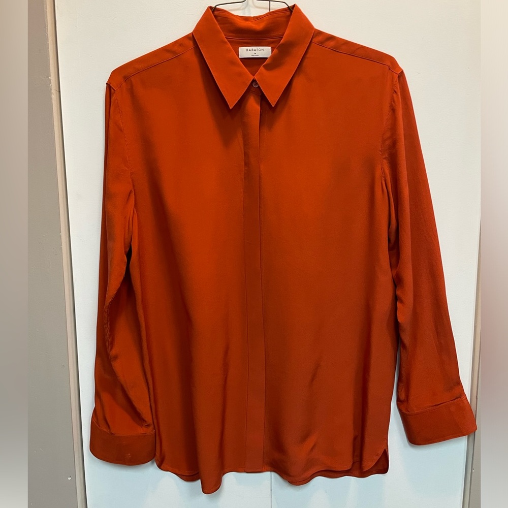 Academy / Essential Babaton Silk Blouse in Orange Medium - like new